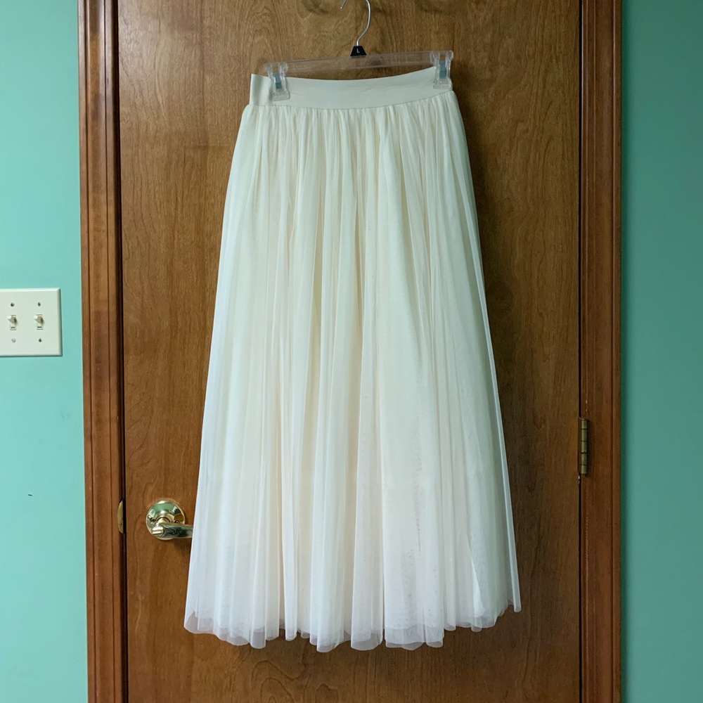 Yuqi Fashion cream ankle length tulle skirt